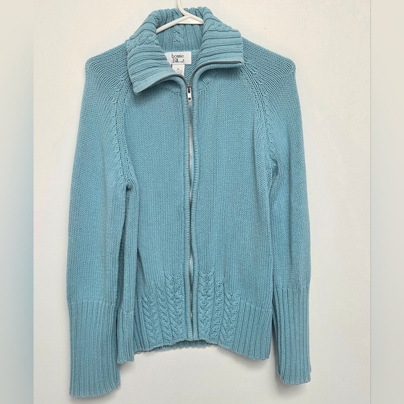 Vintage Sweaters - Vintage Bonnie & Bill XL Cottonblend Candy Blue Women's Zipper Cardigan Sweater